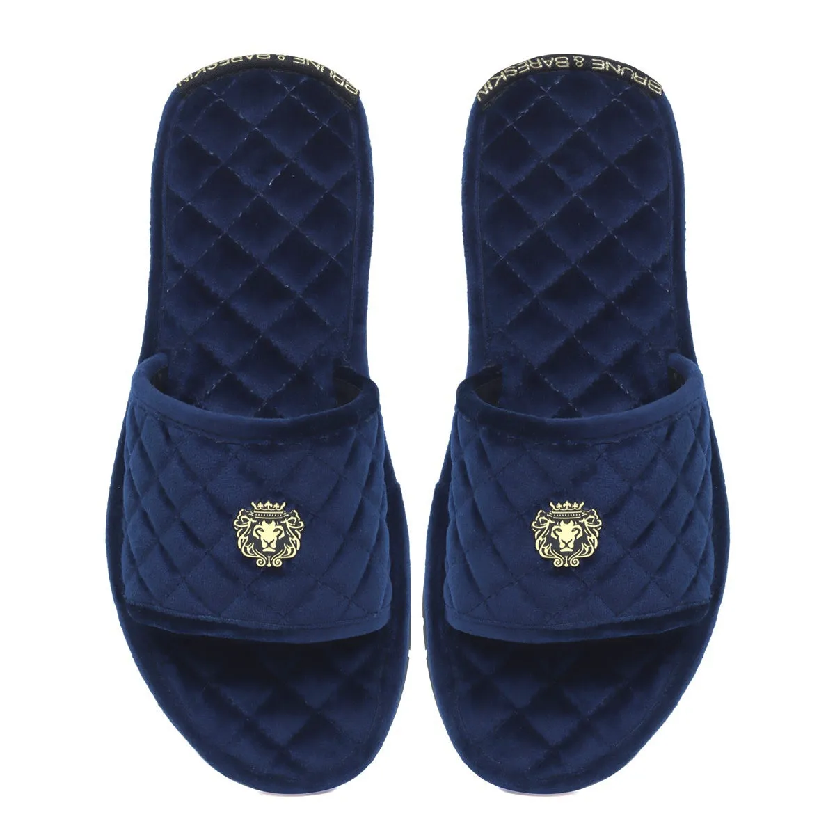Super Soft Slide-in Slippers in Blue Italian Velvet